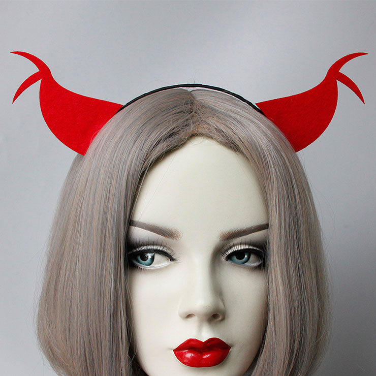 Gothic Red Demon's Horns Halloween Party Devil Decorations Headband J21521