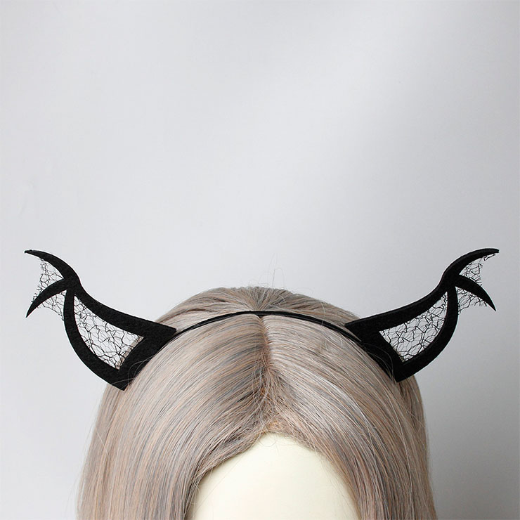 Sexy Black Demon's Horns Bat Halloween Party Nightclub Dancing Decorations Headband J21525