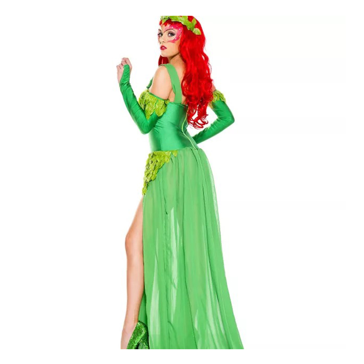 3Pcs Elegant Green Jungle Girl Lowcut High Waist Dress Halloween