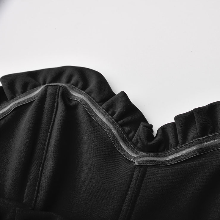 Retro Sexy Black Backless Strapless 5 Plastic Bones Lace-up Underbust Corset N22912