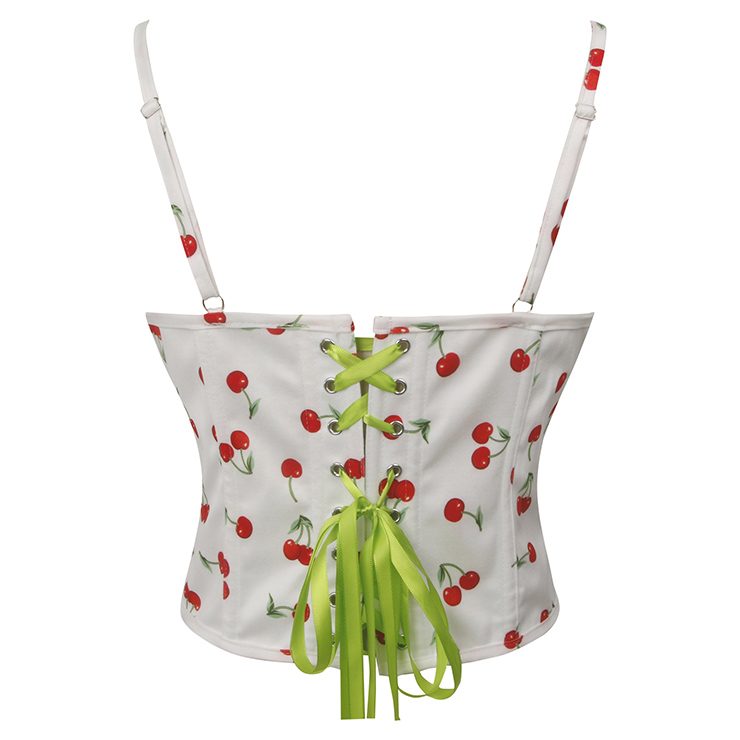 Women's Fashion Blouse Vintage Style Cherry Print Corset Top N23737