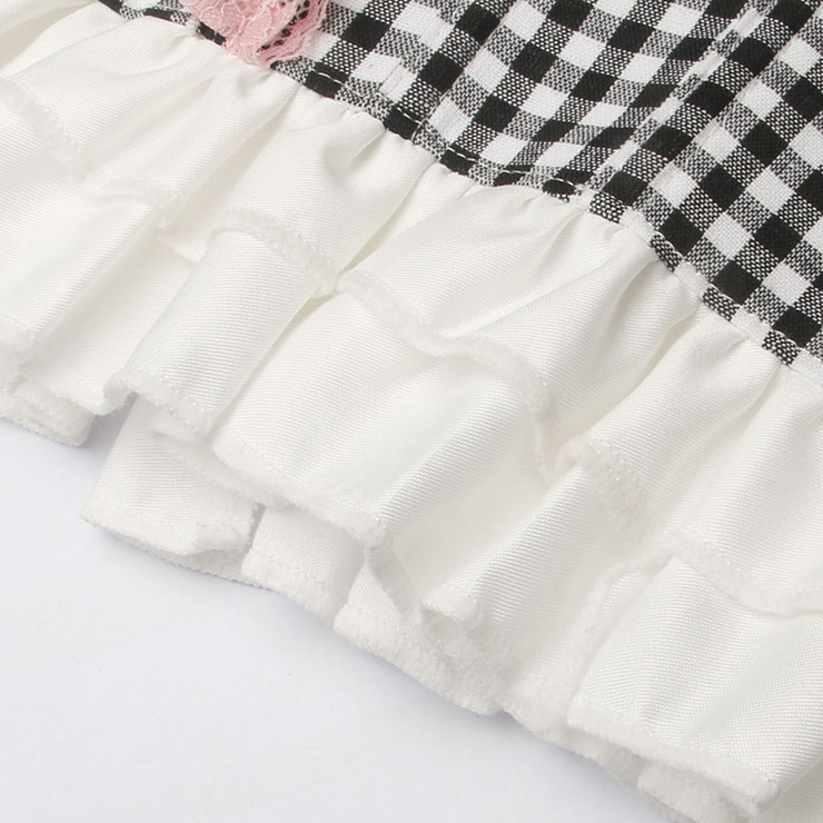 Vintage-Style Gingham Corset Top with Lace Trim - Women's Fashion Blouse N23749