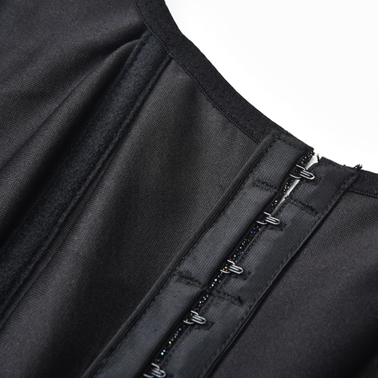 Retro Fantasies Black Backless Wide Straps 12 Plastic Bones Zipper Underbust Corset N22680