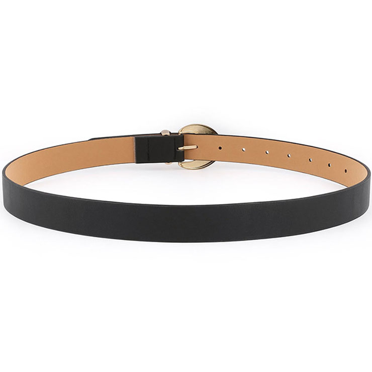 Fashion Black PU Leather Alloy Crescent Moon Buckle Waist Belt Accessory N18783