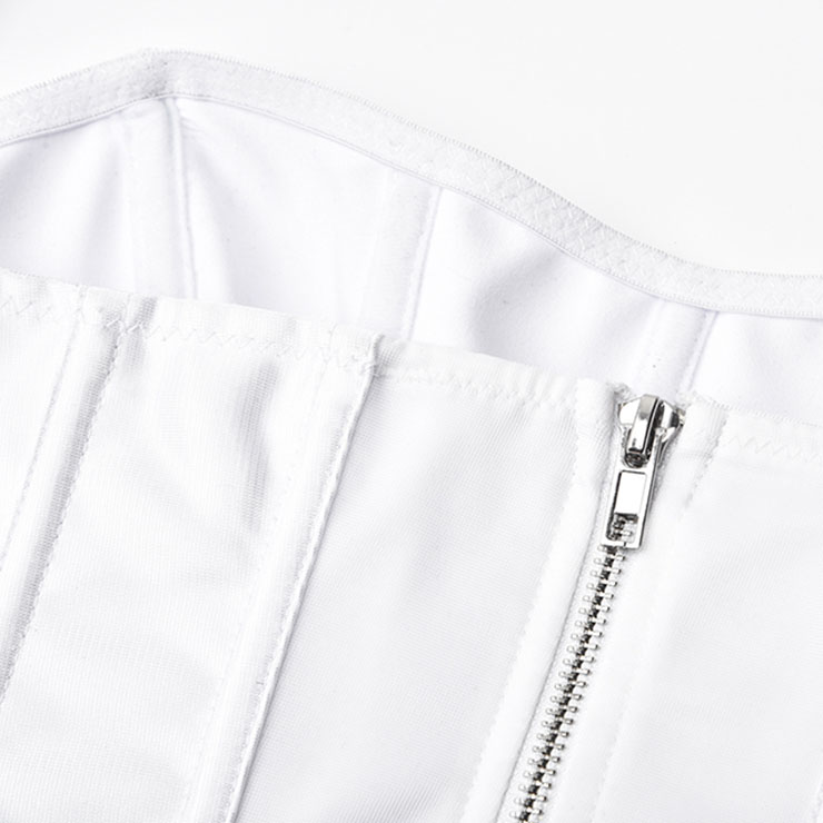 Retro Fantasies White Backless Strapless 11 Plastic Bones Zipper Underbust Corset N22677