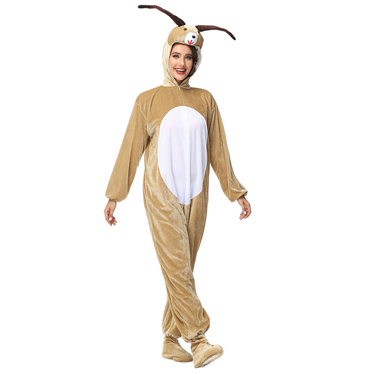 2pcs Funny Goat Animal Jumpsuits Pajama Adult Cosplay Halloween Costume N23243