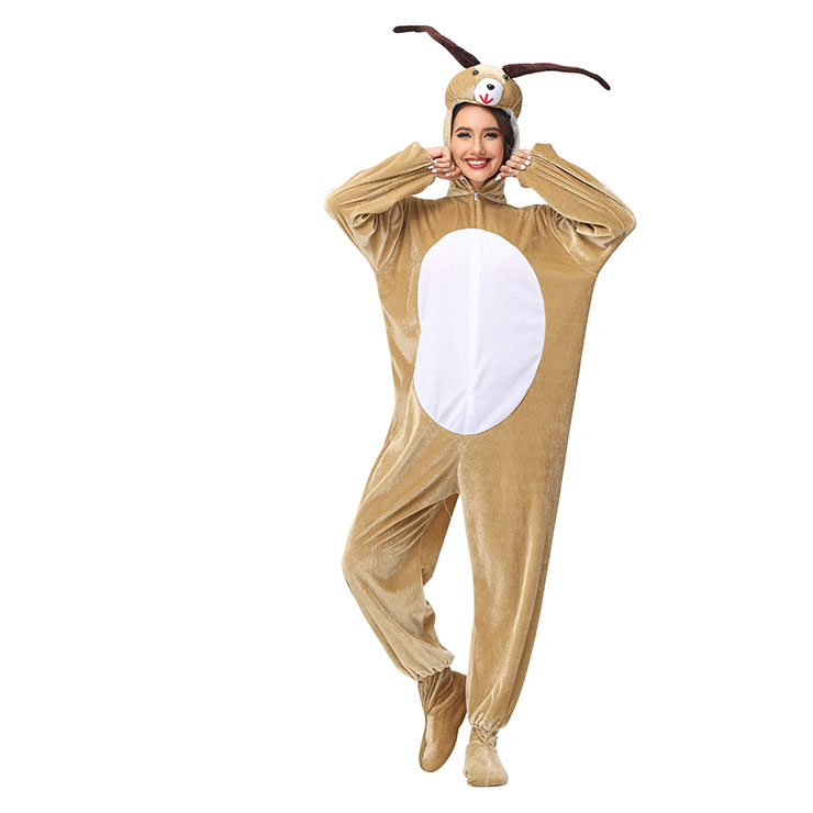 2pcs Funny Goat Animal Jumpsuits Pajama Adult Cosplay Halloween Costume N23243