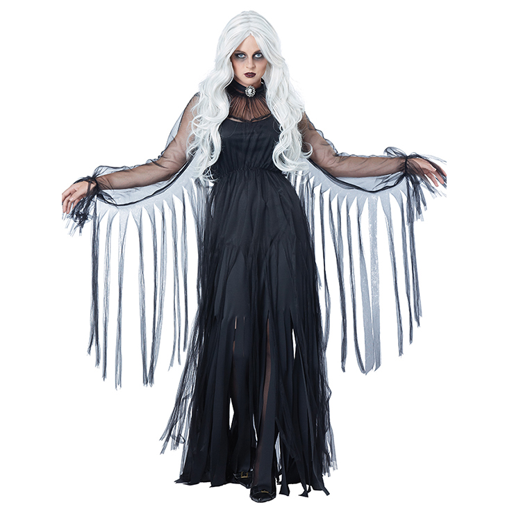 Black Evil Ghost Bride Dress Adult Vampire Halloween Costume N18196