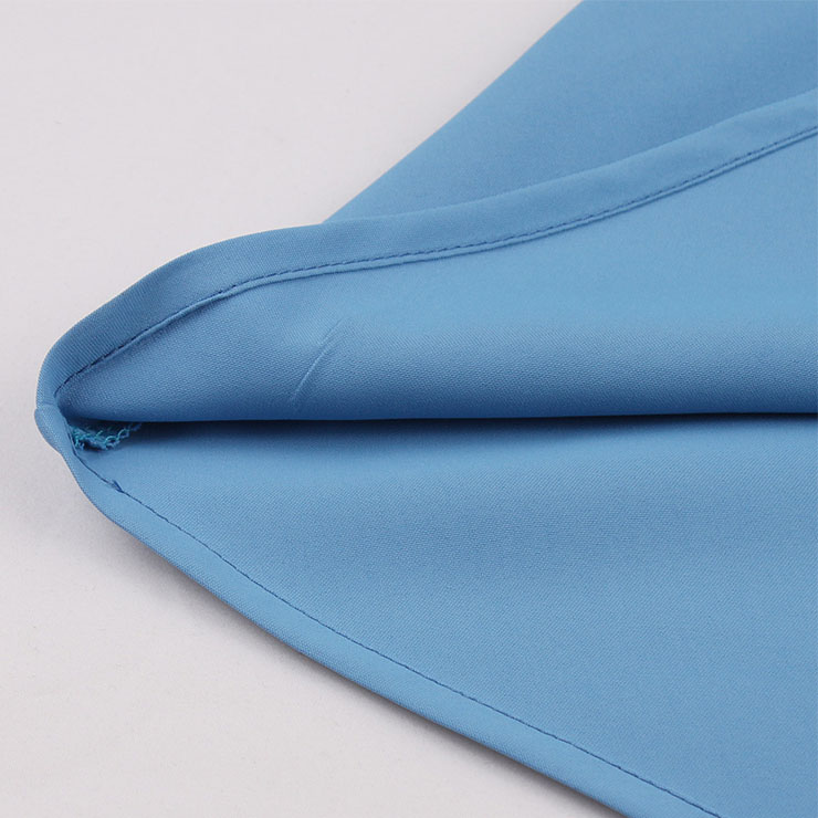 Vintage Elegant Blue Sleeveless V Neck High Waist Lace-Up A-line Dress N22469