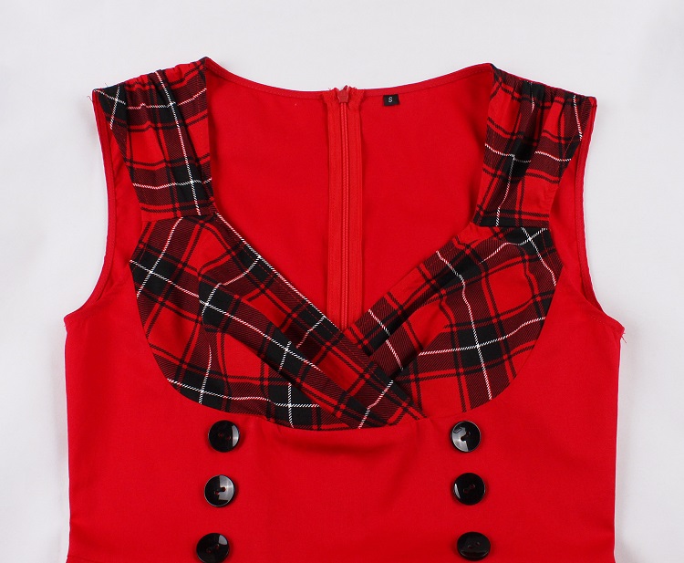 Gothic Vintage Plaid Sleeveless Dress for Halloween N237808