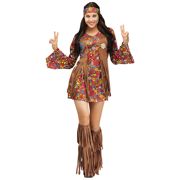 1960's Hippie Hottie Fancy Dress Costume N12598