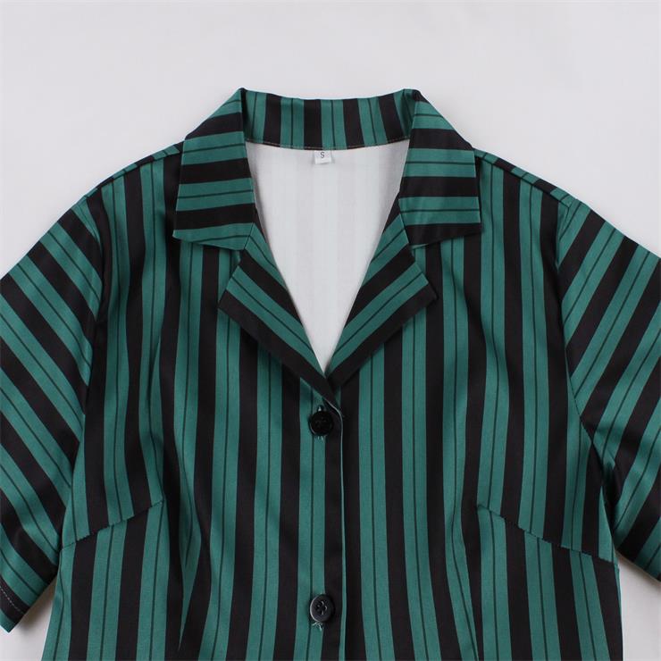 Women's Short-Sleeved One-Row Buttons Decorated Hepburn Suit Collar High-Waist Retro Full Swing Dress N23435