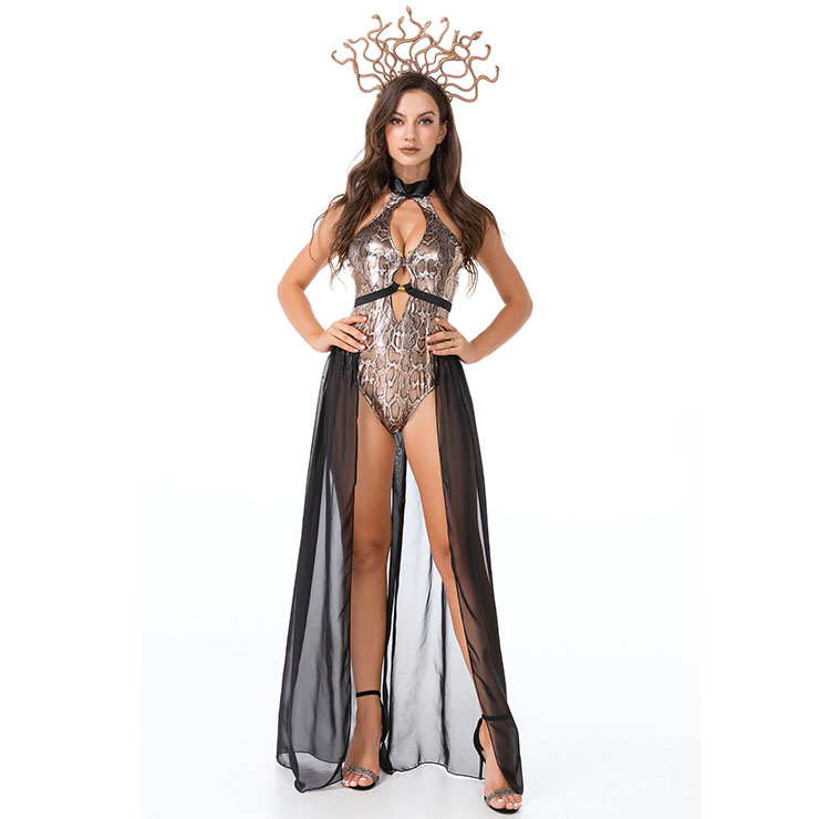 Sexy Medusa Evil Snake Greek Mythology Goddess Adult Bodysuit Halloween Cosplay Costume N21445
