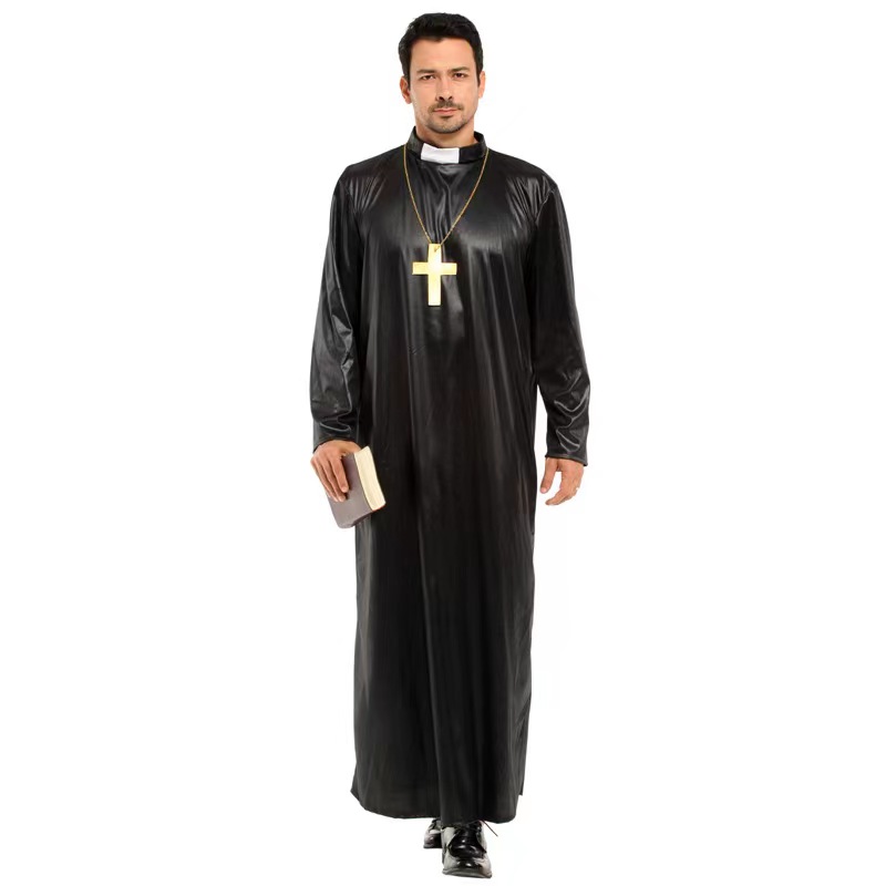 2pcs Sexy Priest Robe Cosplay Men Halloween Party Theatrical Masquerade Costume N22950