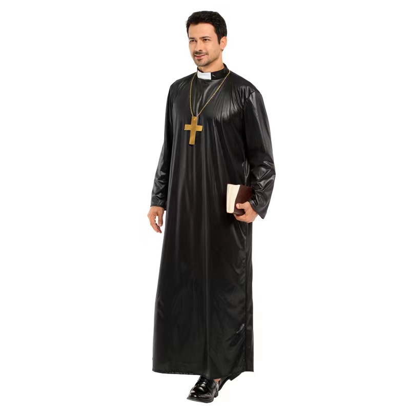 2pcs Sexy Priest Robe Cosplay Men Halloween Party Theatrical Masquerade Costume N22950