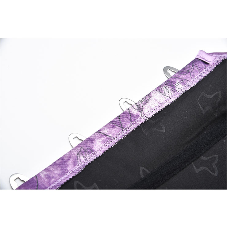 Fashion Purple Print Busk Closure Plastic Boned Body Shaper Overbust Corset N20919