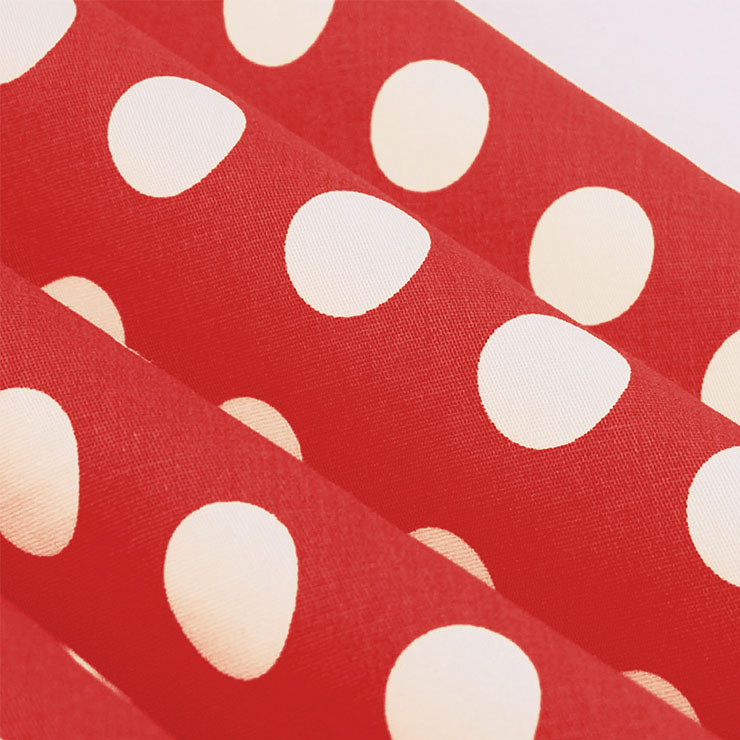 Sexy Red Vintage Strappy Polka Dot Printed Swing Summer Day Dress N22986