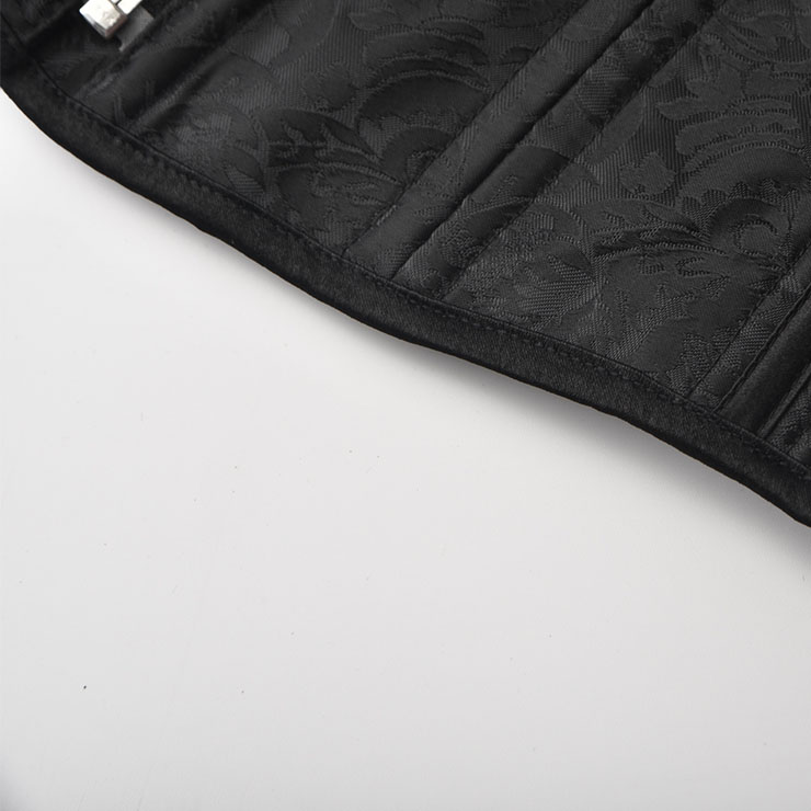 Retro Black Zipper Flower Busk Closure Waist Shaping Underbust Corset N22629