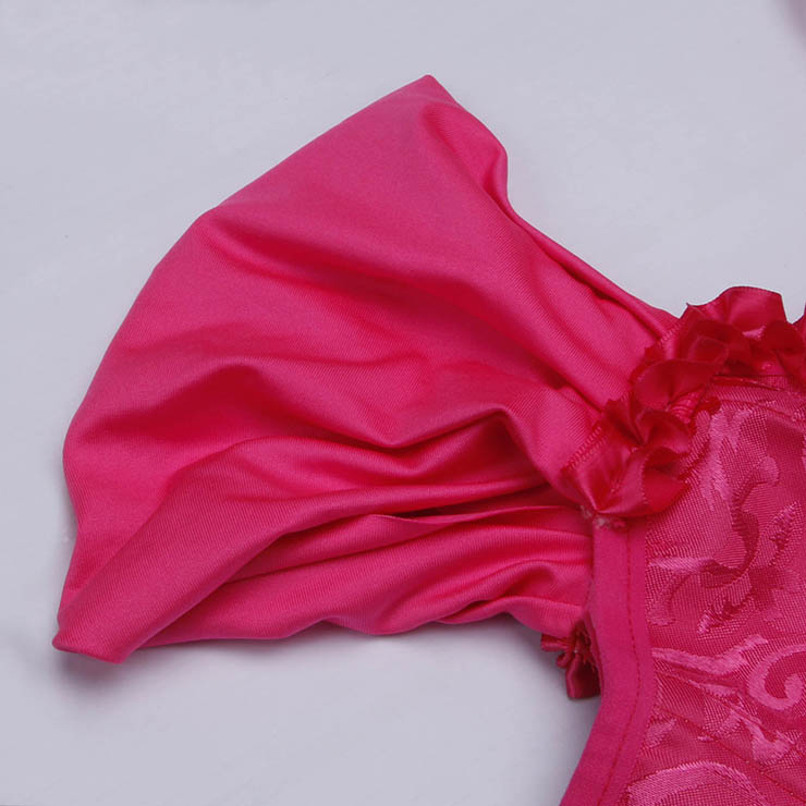 Rose Lace-Up Dance Bustier Corset with Ruffle Shoulder Straps and Scalloped Hem N23800