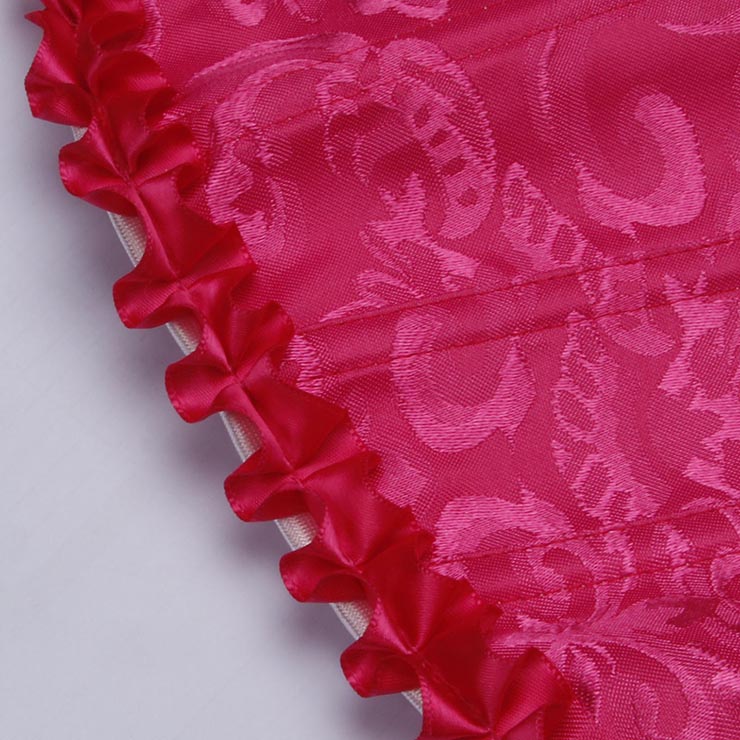 Rose Lace-Up Dance Bustier Corset with Ruffle Shoulder Straps and Scalloped Hem N23800