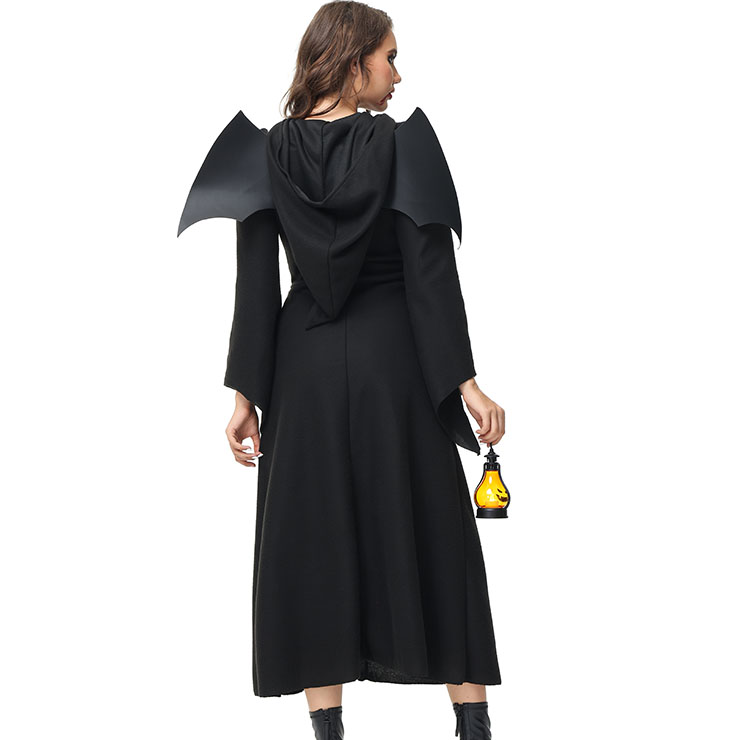 Sexy Naughty Long Sleeve One-piece Hooded Dress Black Angel Cosplay Costume N23237