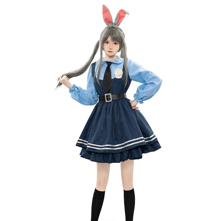 Lovely Girl Long Sleeve Dress Judy Hopps Police Cosplay Costume N22900
