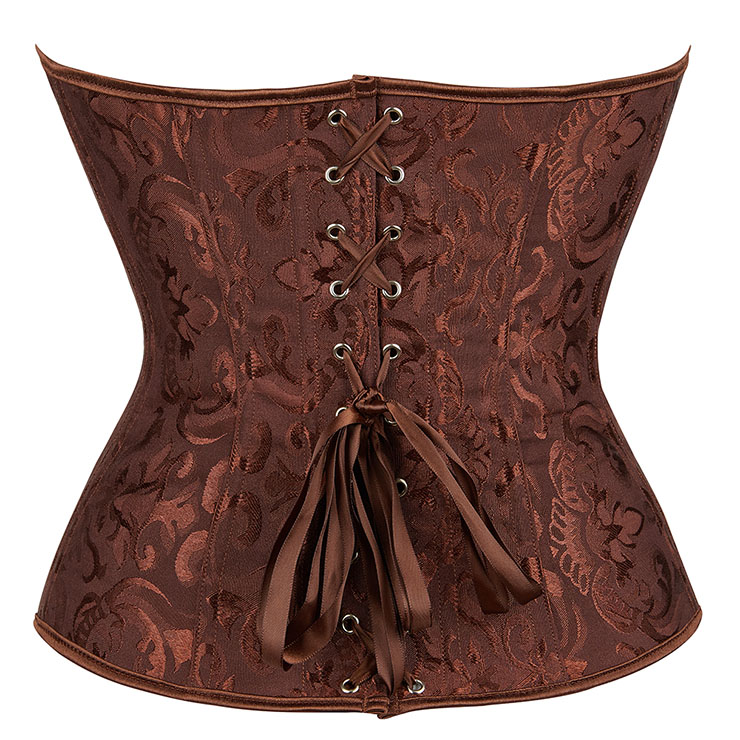 Vintage Palace Brown Jacquard Body Shaper Strapless Overbust Corset N22404