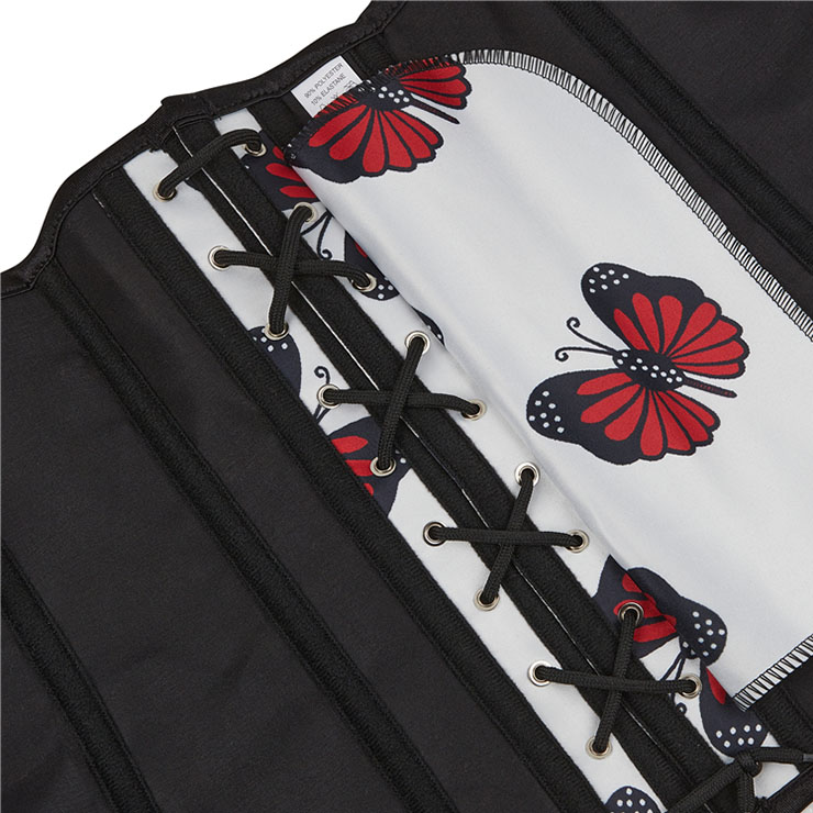 Sexy Butterfly Print 12 Plastic Boned Waist Cincher Strapless Body Shaper Overbust Corset N21827