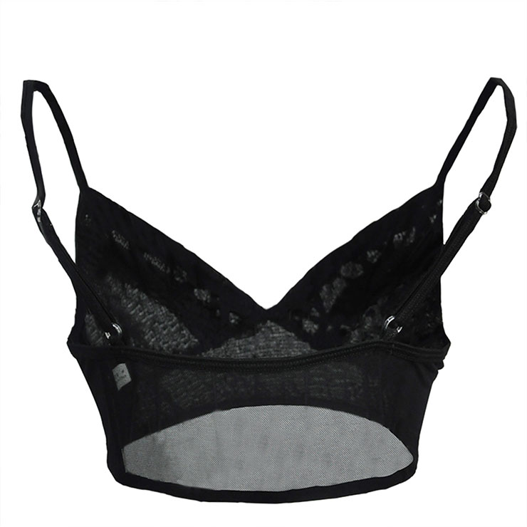 Sexy Gothic Black Spaghetti Straps Low-bra Clubwear Bra Top N22643