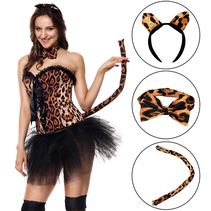 Sexy Leopard Printed Ears and Tail Set Leopard Cosplay Set J18152
