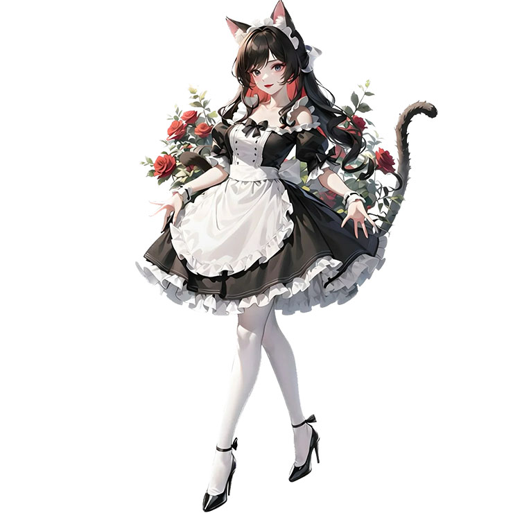 Lovely Girl Short Sleeve Cat Housemaid Mini Dress ACGN Cosplay Costume N22944