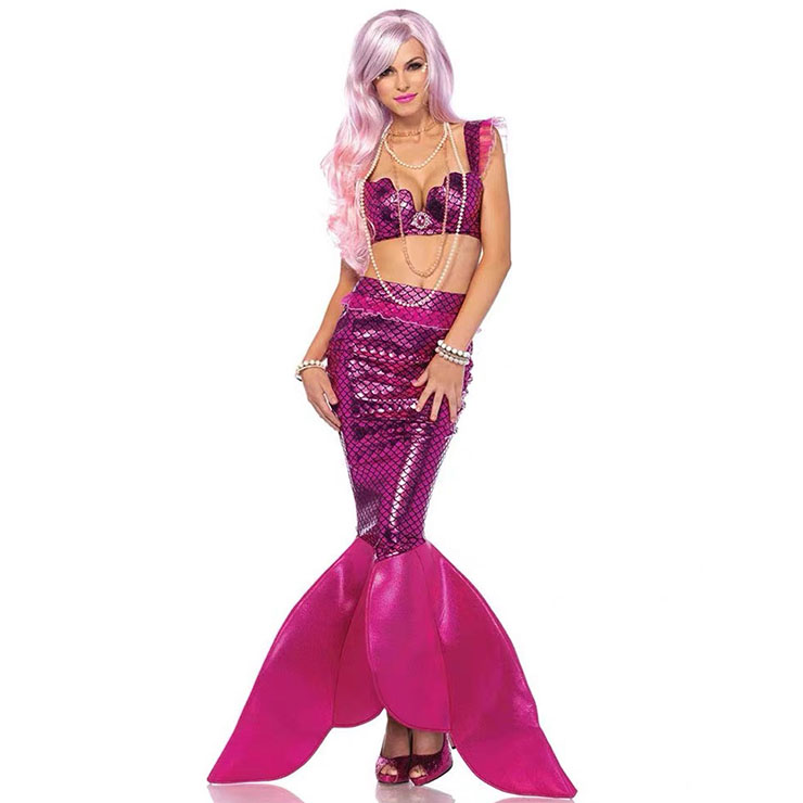 Sexy Mermaid Princess Bra and Fishtail Fairytale Cosplay Halloween Party Costume N19556