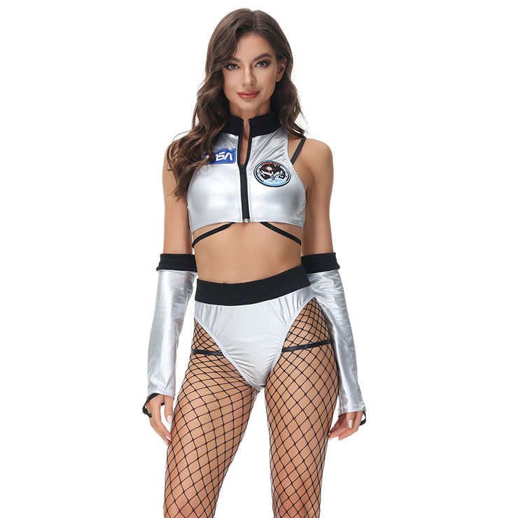 3pcs Sexy NASA Pilot Crop Top and Panty Halloween Cosplay Costume N22298