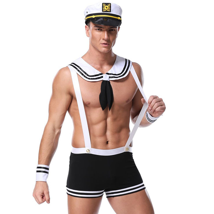 4pcs Men's Sexy Marines Navy Captain Uniform Cosplay Shorts Temptation Clubwear Clothing N22191