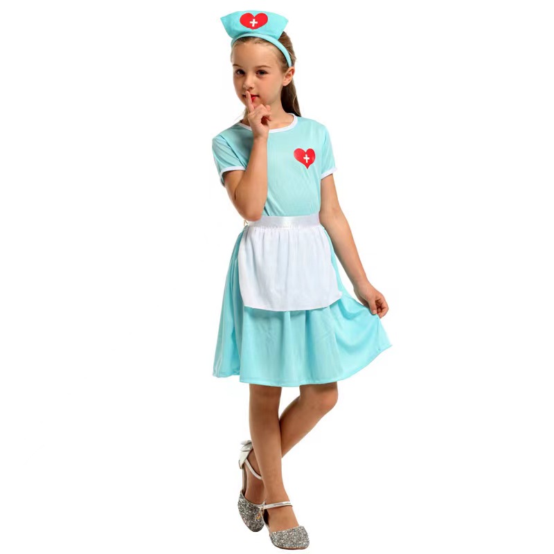 Sexy Girl Nurse Uniform Cosplay Mini Dress Children Masquerade Costume N22946