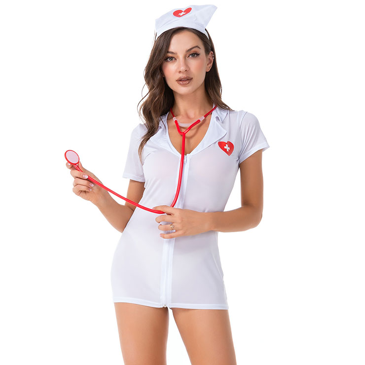 3pcs Sexy Adult Nurse's Uniform Cosplay Temptation Lingerie Costume Toy Stethoscope Set N21451