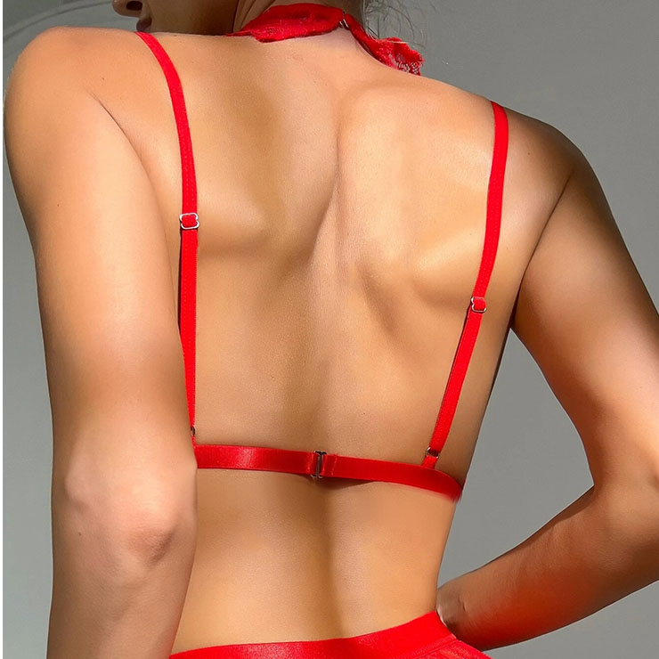 Sexy Red Lace Spaghetti Straps Backless Bra and Thong Lingerie N22628