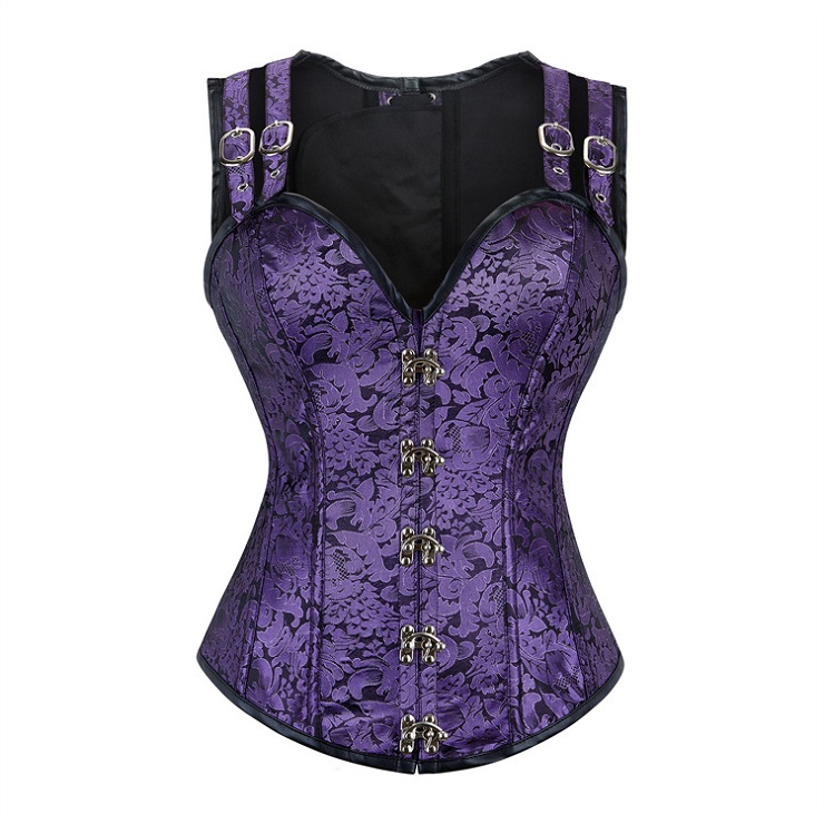 Steampunk Faux Gothic Vintage Spiral Steel Boned Bustier Corset  N23972