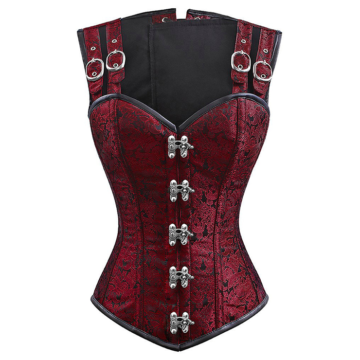 Steampunk Faux Gothic Vintage Sprial Steel Boned Bustier Corset N11460