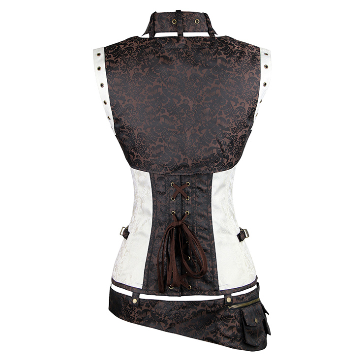 Steel Boned Steampunk Gothic Vintage Overbust Corset with belt N11349