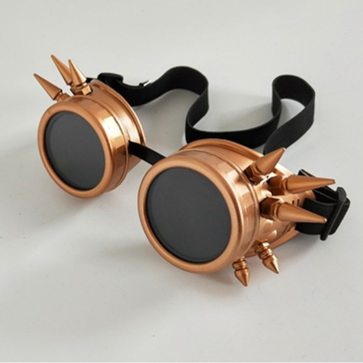 Steampunk Antique Gold Metallic Rivet Masquerade Party Accessory Glasses Goggles MS19736