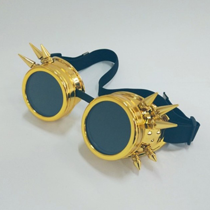 Steampunk Gold Metallic Rivet Masquerade Party Accessory Glasses Goggles MS19735