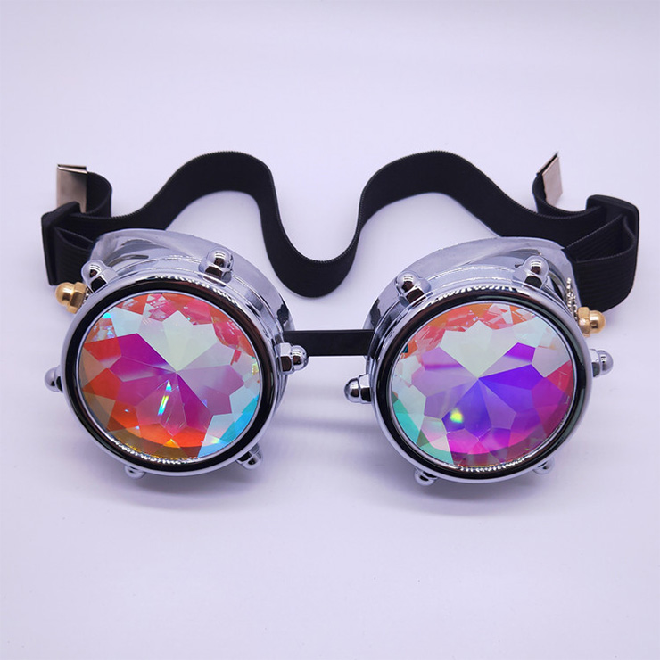 Steampunk Kaleidoscope Lens Metallic Gear and Rivet Masquerade Party Goggles MS19730