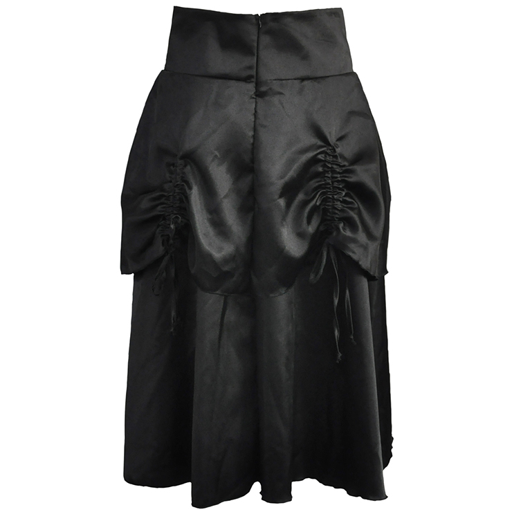 Victorian Steampunk Gothic Vintage Black Satin Skirt N11948
