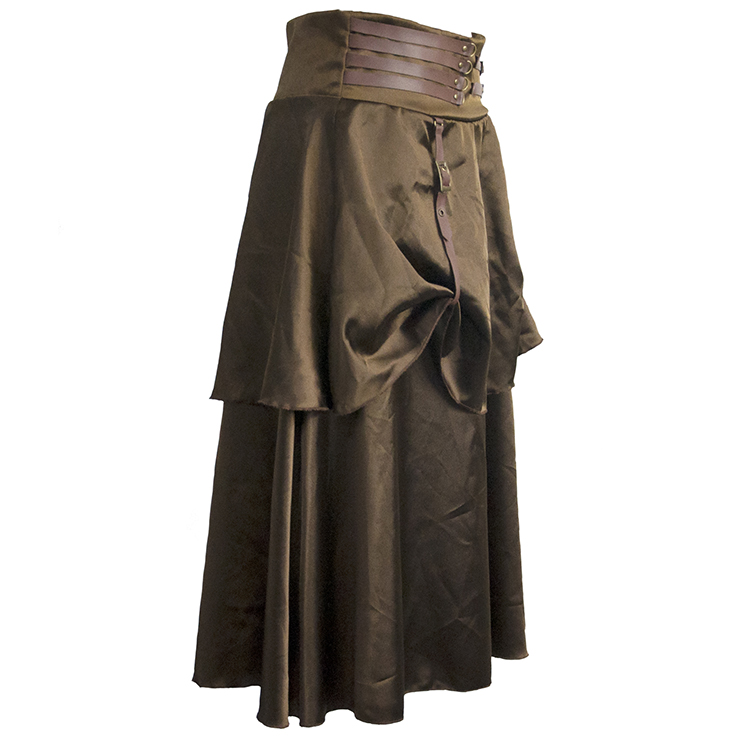 Victorian Steampunk Gothic Vintage Satin Skirt N11949