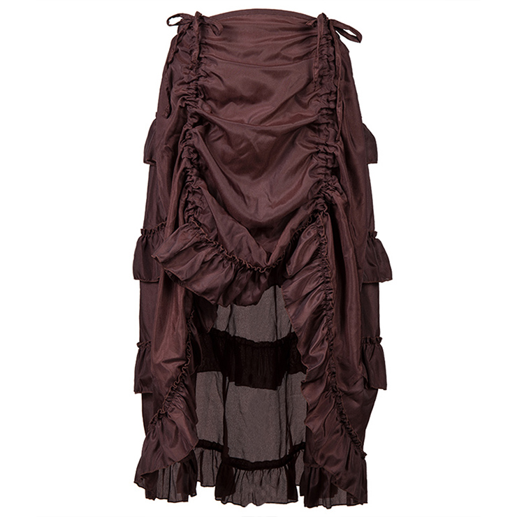 Victorian Steampunk Gothic Short Front Ruffle Skirt N12982