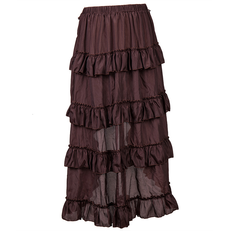 Victorian Steampunk Gothic Short Front Ruffle Skirt N12982