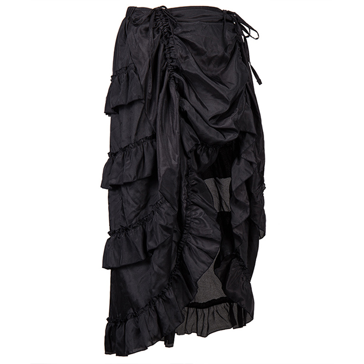 Victorian Steampunk Gothic Short Front Ruffle Skirt N12983