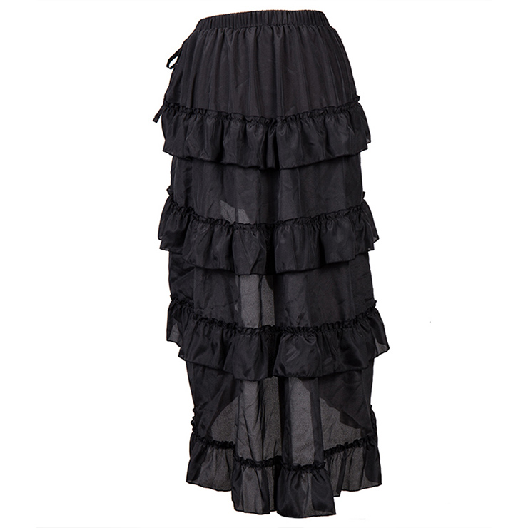 Victorian Steampunk Gothic Short Front Ruffle Skirt N12983