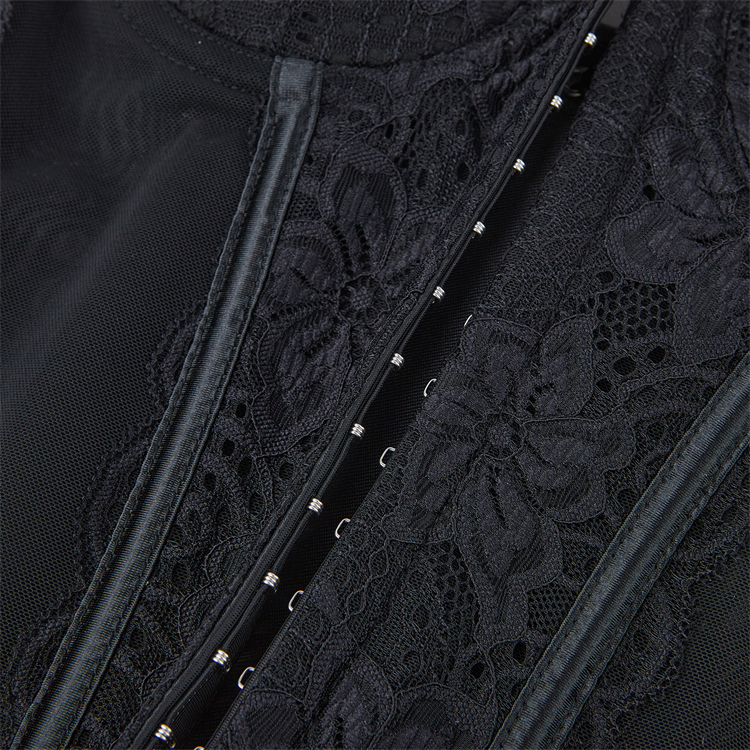 Black Lace Corset?? - Adjustable Underbust Bustier with Sheer Panels N23792